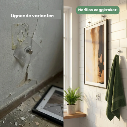 Veggkroker med patentert grep – ingen hull, ingen merker
